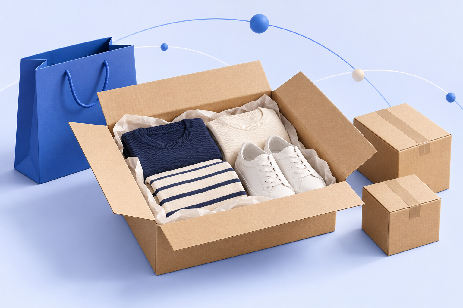 International shopping purchases packed for parcel forwarding
